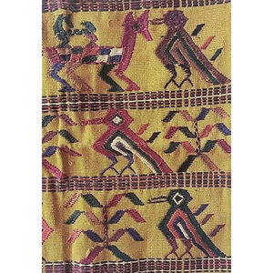 Unique Vintage Peruvian Style Woven Pillowcase | Tribal Bird Art Decor 16.5".